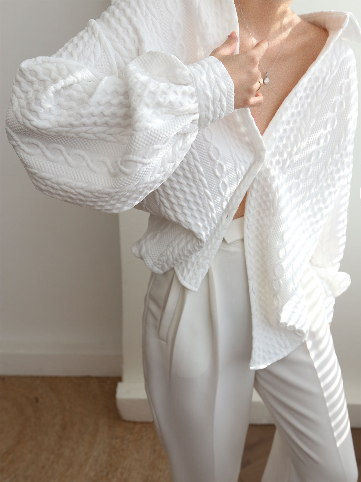 Embroidered Oversized Mesh Blouse for Stylish Comfort