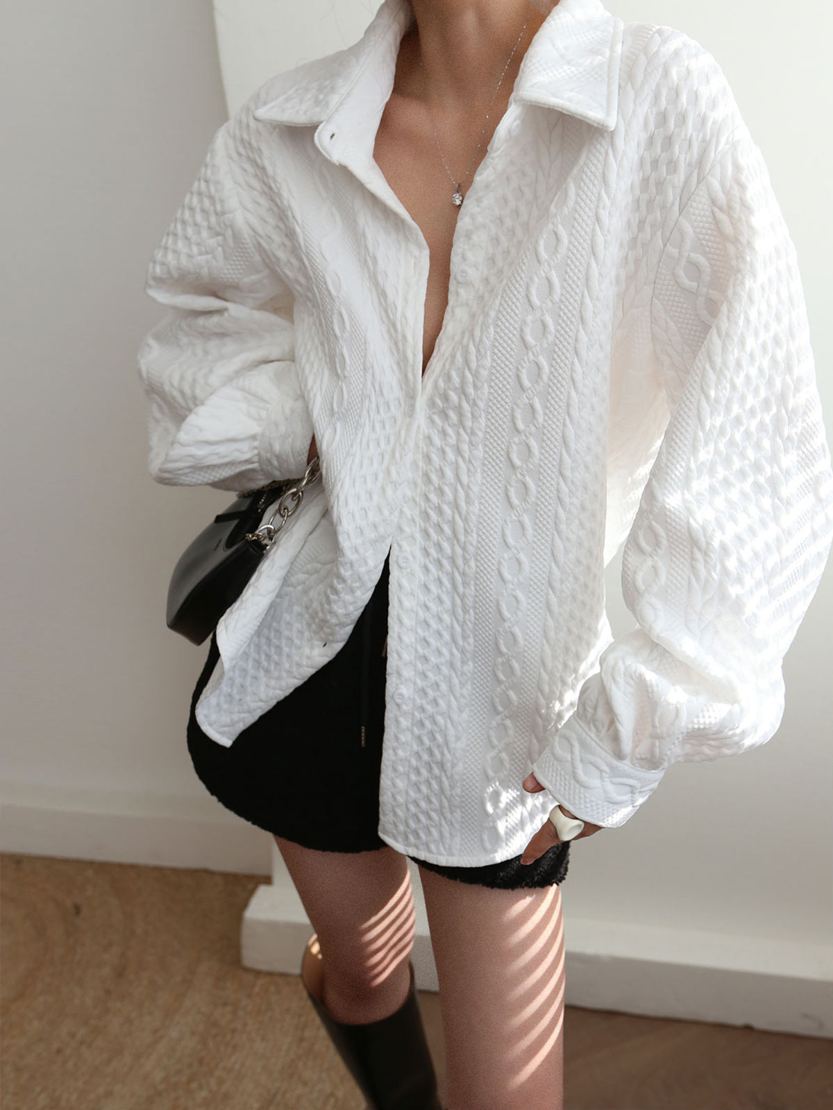 Embroidered Oversized Mesh Blouse for Stylish Comfort