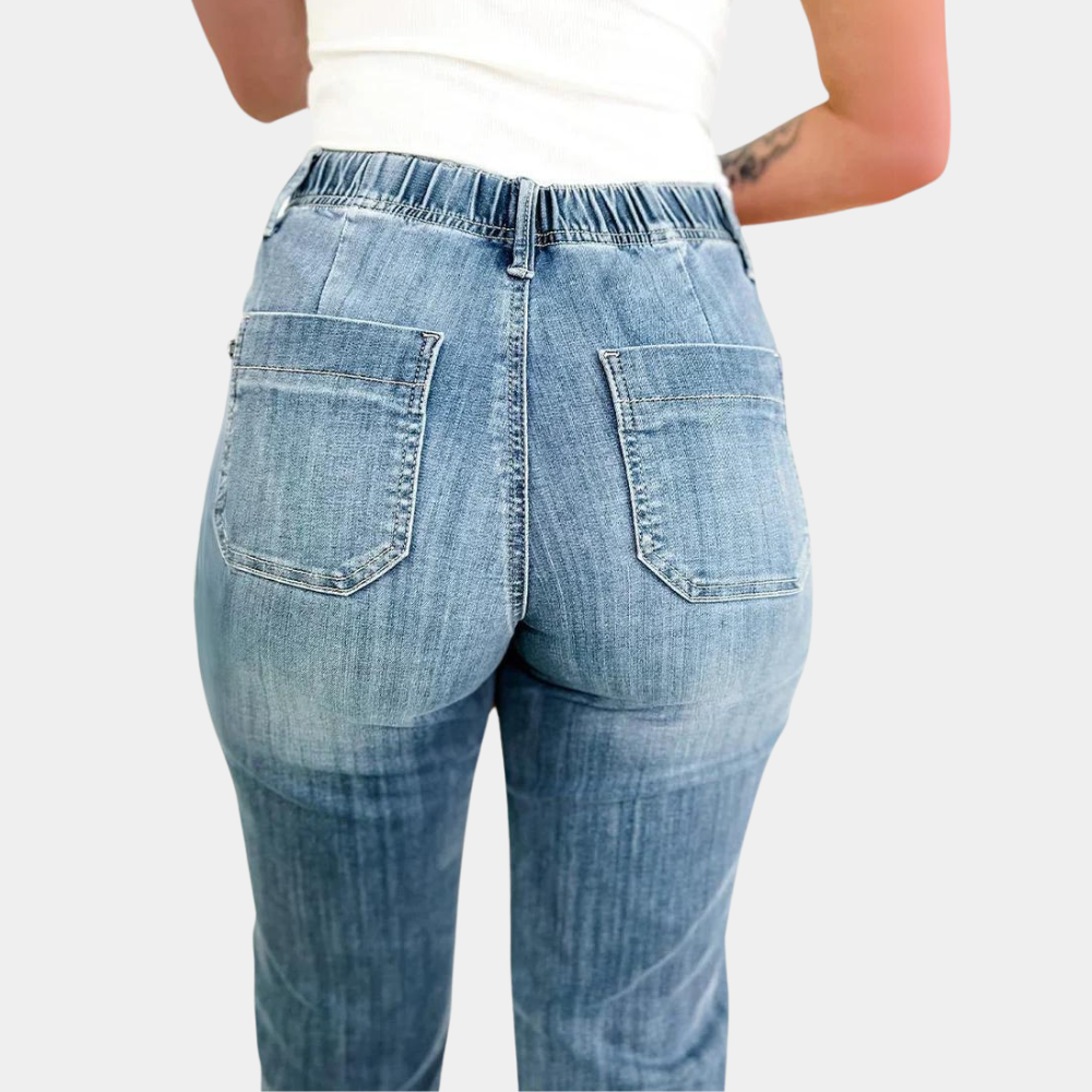 Women's High-Waisted Straight-Leg Jeans, Drawstring Waist