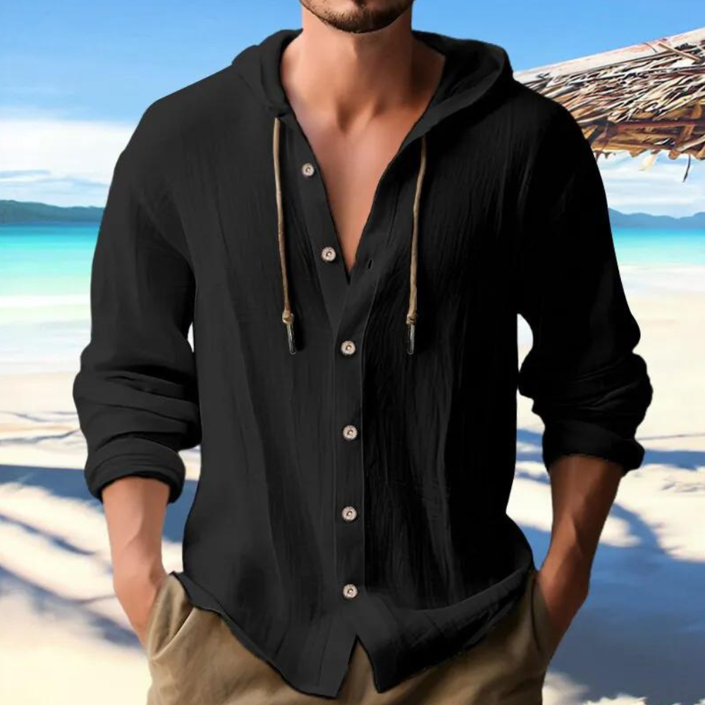 Men's Long Sleeve Hooded Shirt – Comfortable & Stylish