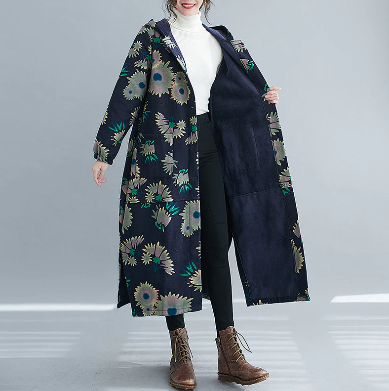 Vintage Style Hooded Long Cotton Winter Coat