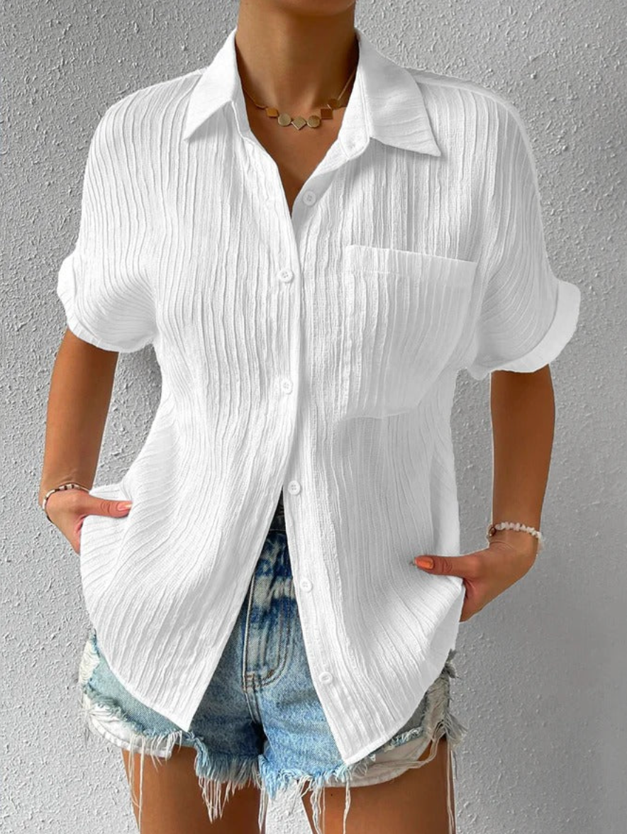Casual Loose-Fit Summer Shirt in Hazel Color