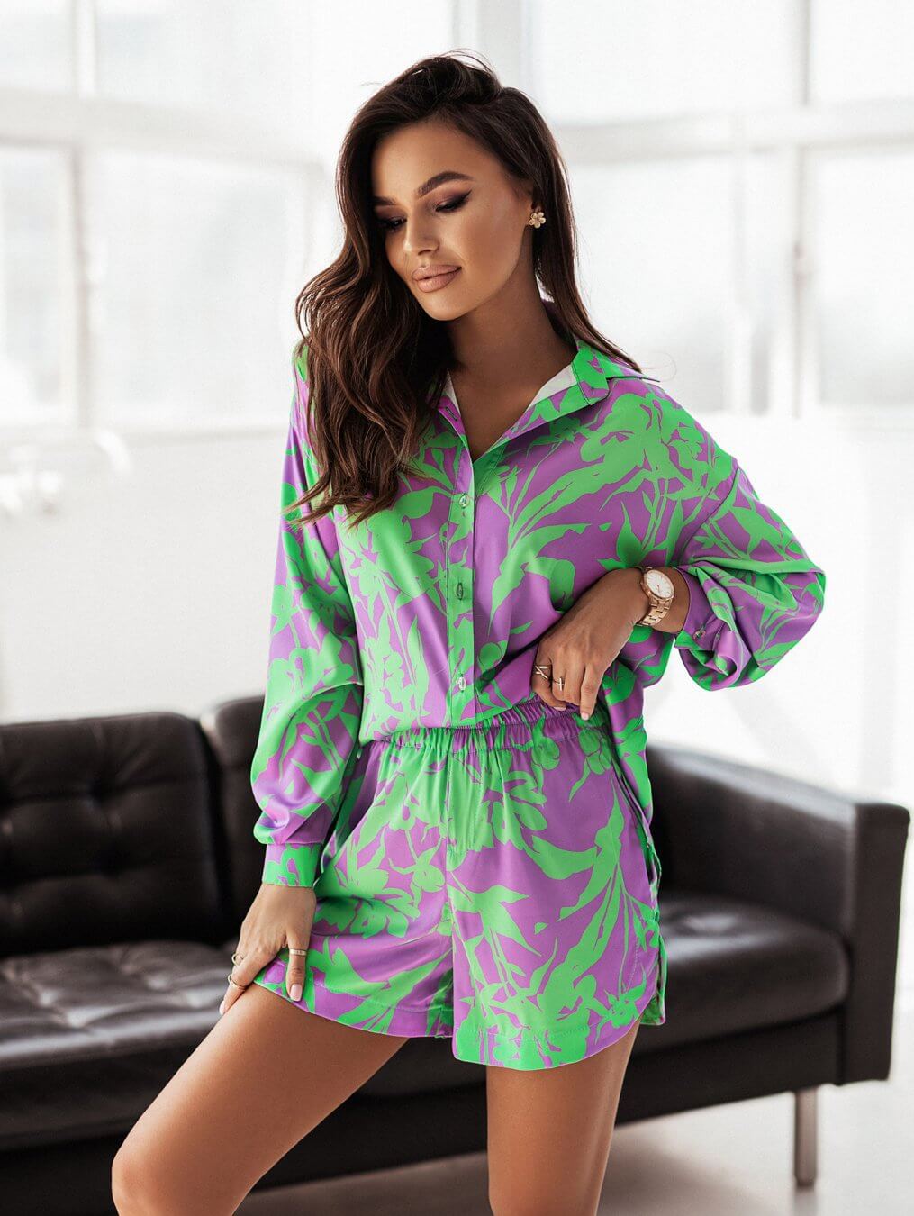 Men's Santorini Style Shirt and Shorts Set for Casual Wear