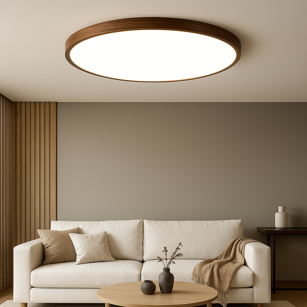 Dark Wood Grain Ceiling Light - Modern LED Fixture