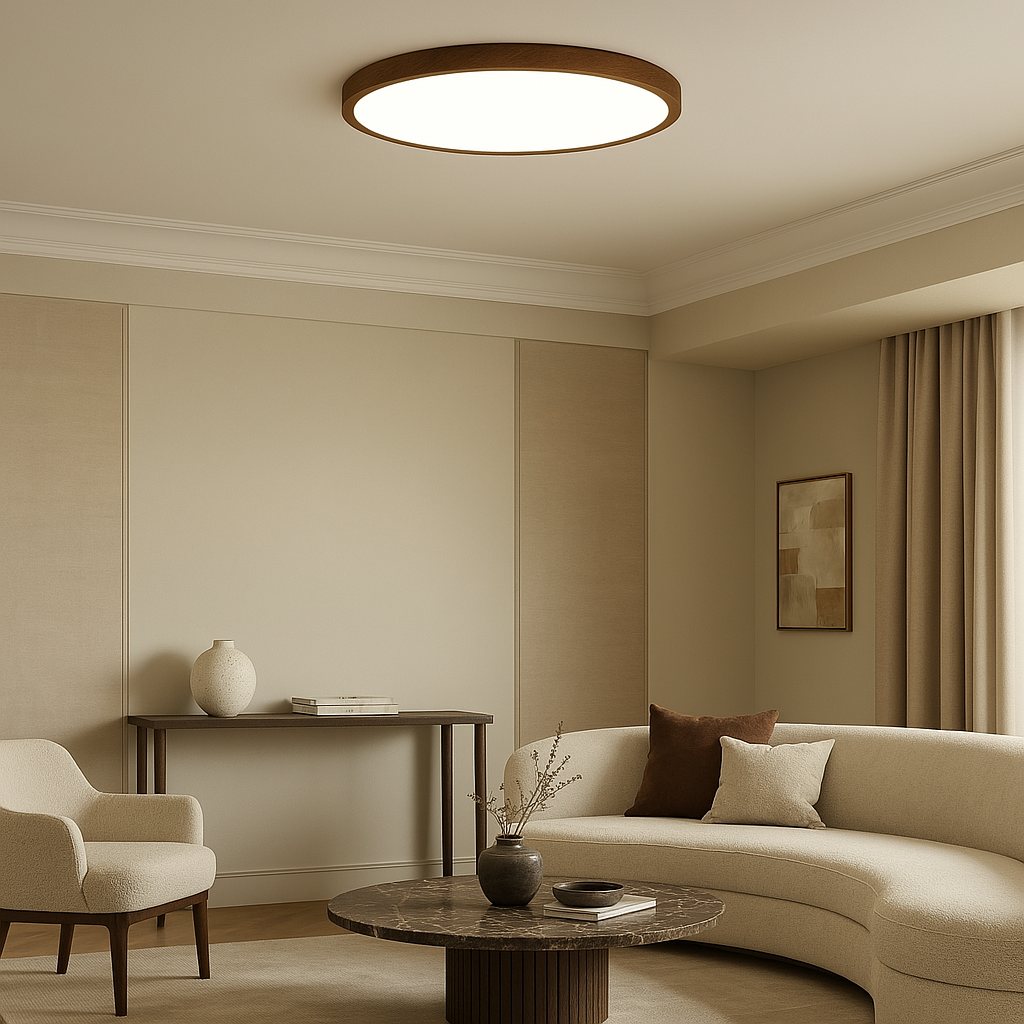 Dark Wood Grain Ceiling Light - Modern LED Fixture