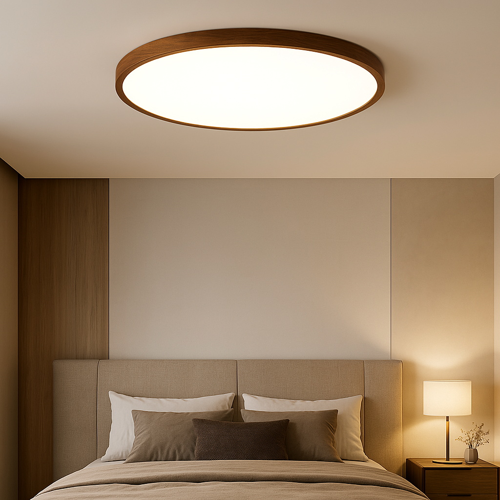 Dark Wood Grain Ceiling Light - Modern LED Fixture