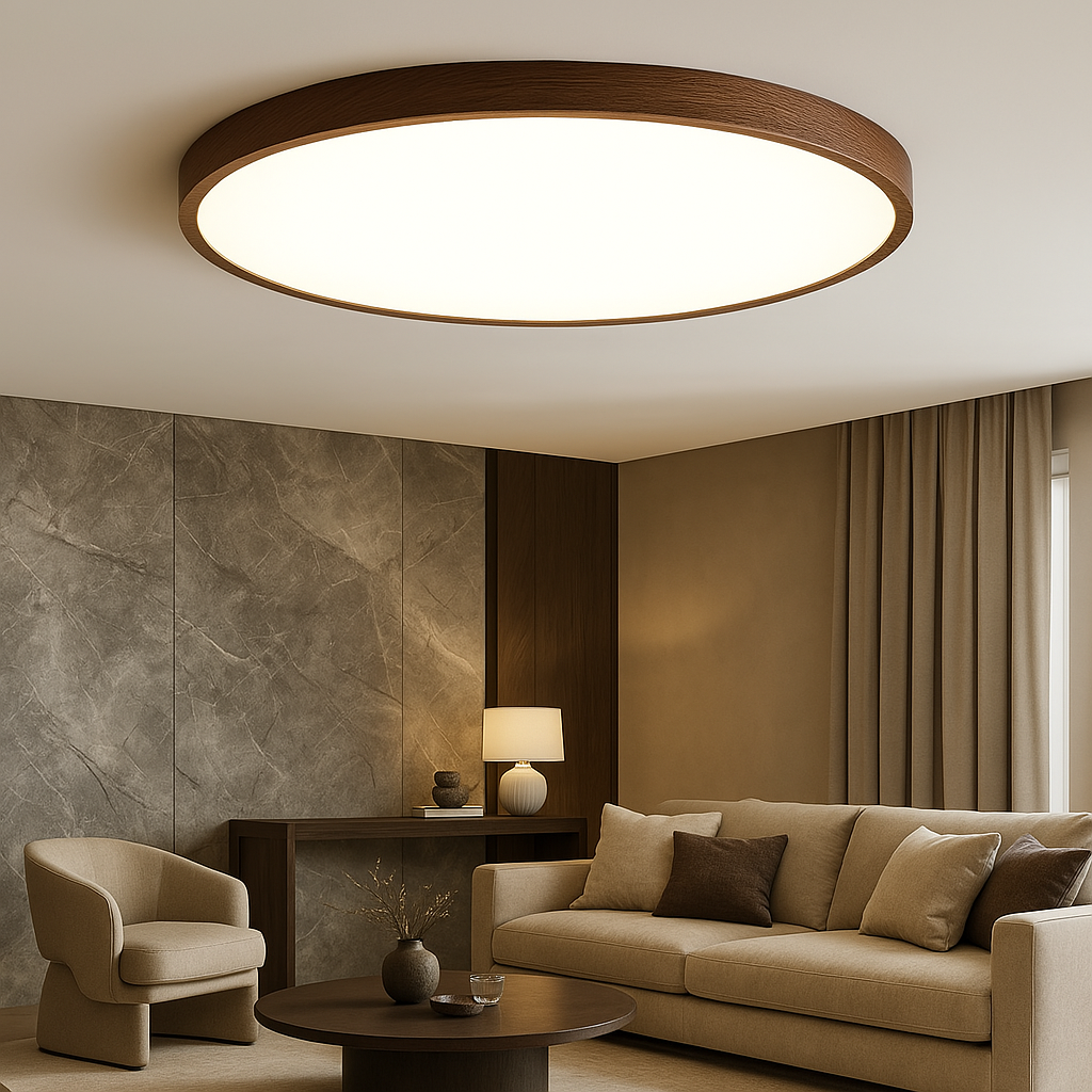 Dark Wood Grain Ceiling Light - Modern LED Fixture