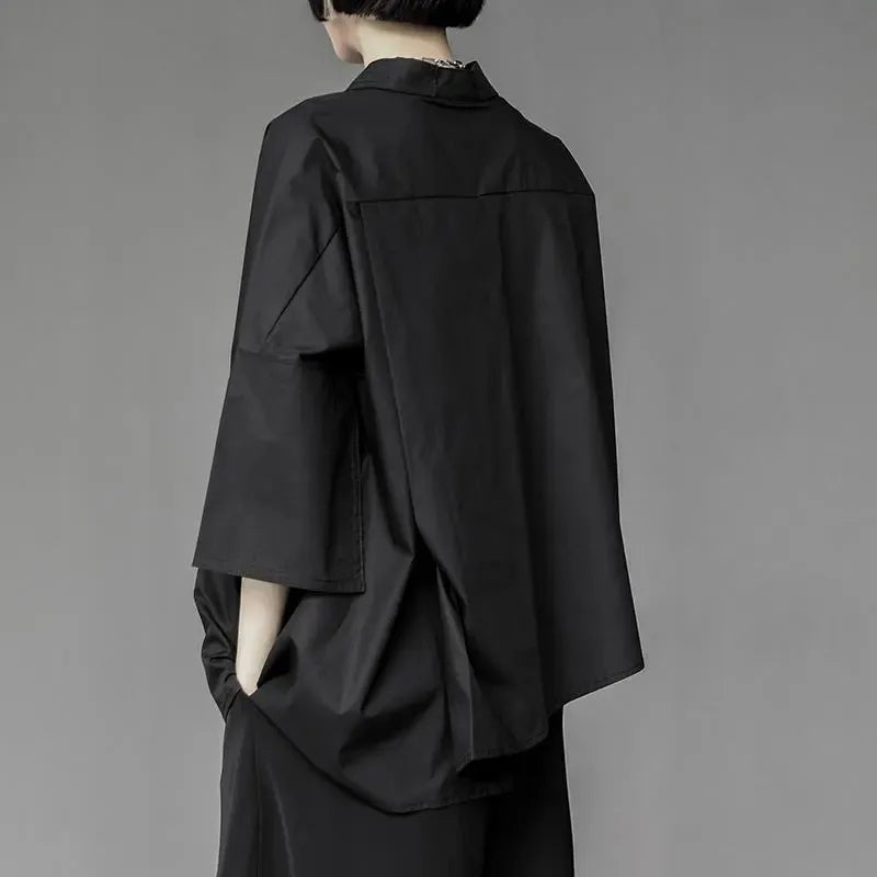 Asymmetrical Flared Sleeve Shirt in Stylish Design