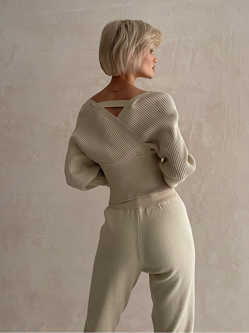 Off-Shoulder Top and Trouser Set - Stylish Women's Outfit