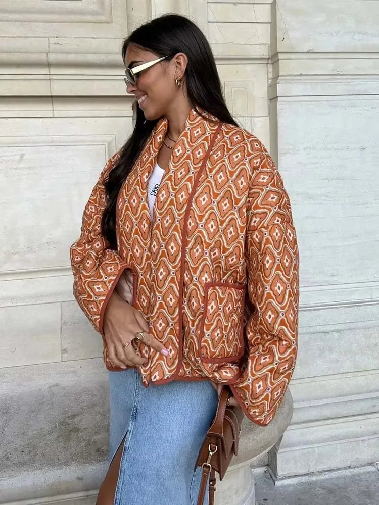 Bohemian Style Quilted Open Coat for Effortless Layering