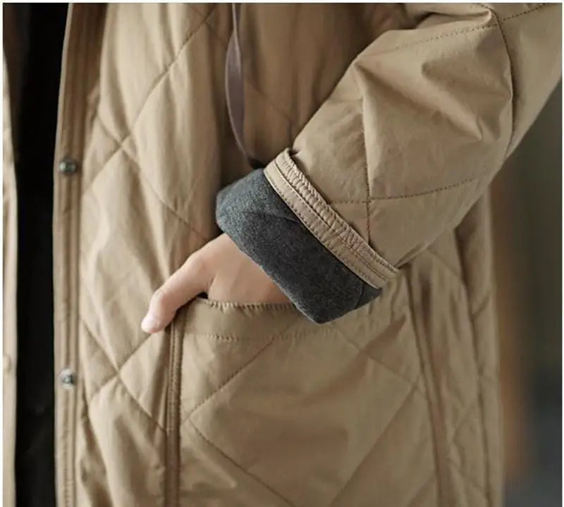 Warm Long Padded Winter Coat with Hood and Pockets