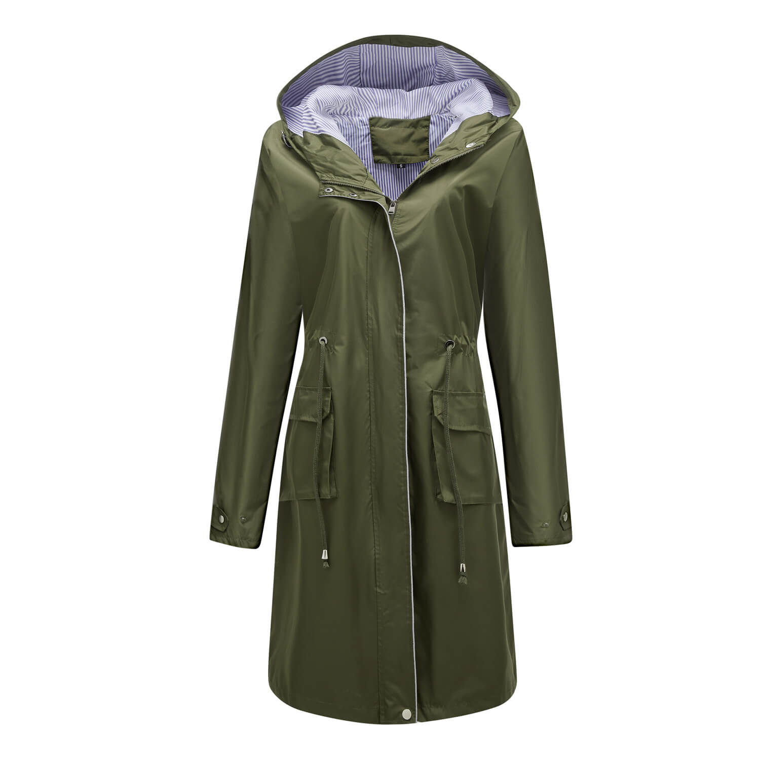 Long Hooded Coat with Pockets and Warm Fabric