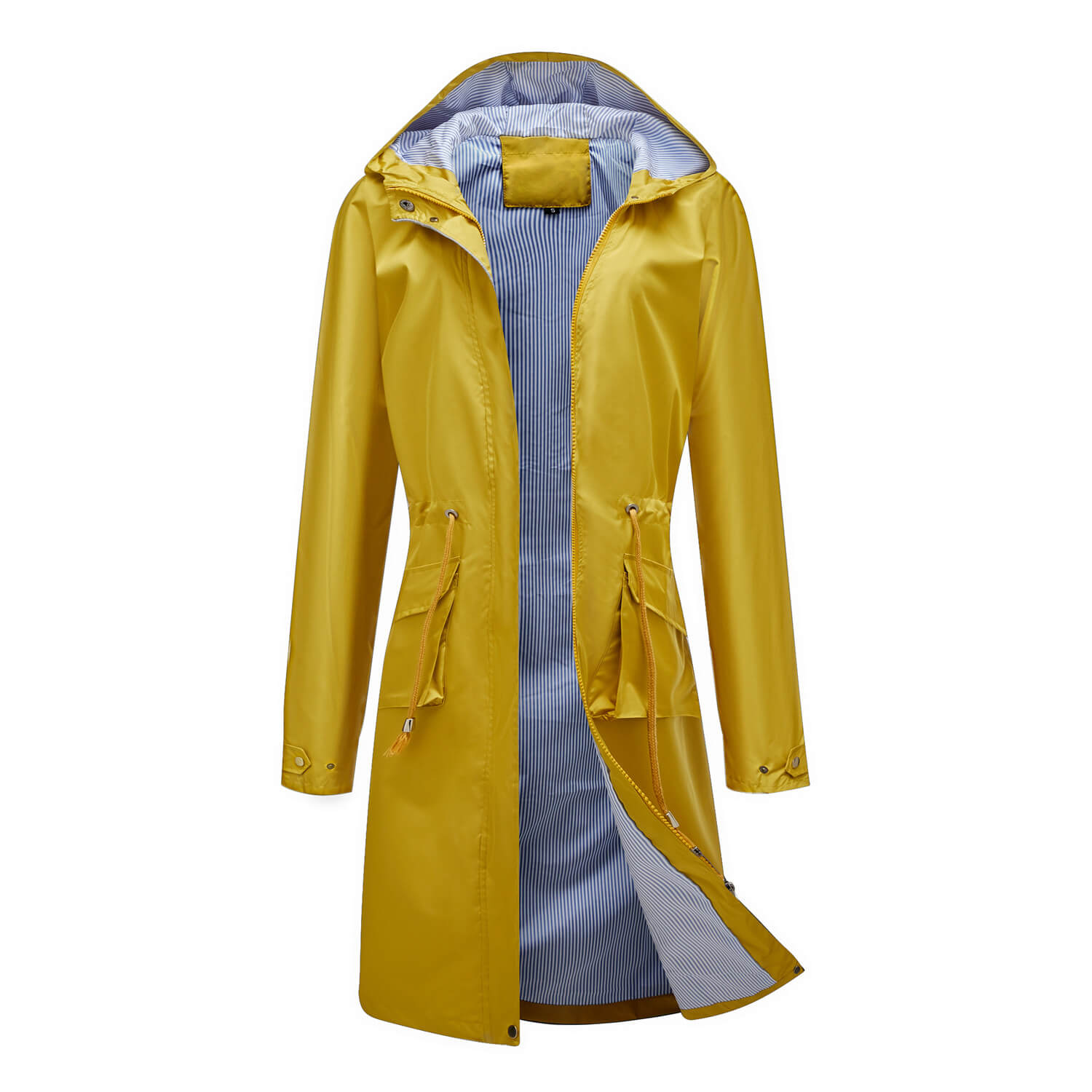Long Hooded Coat with Pockets and Warm Fabric
