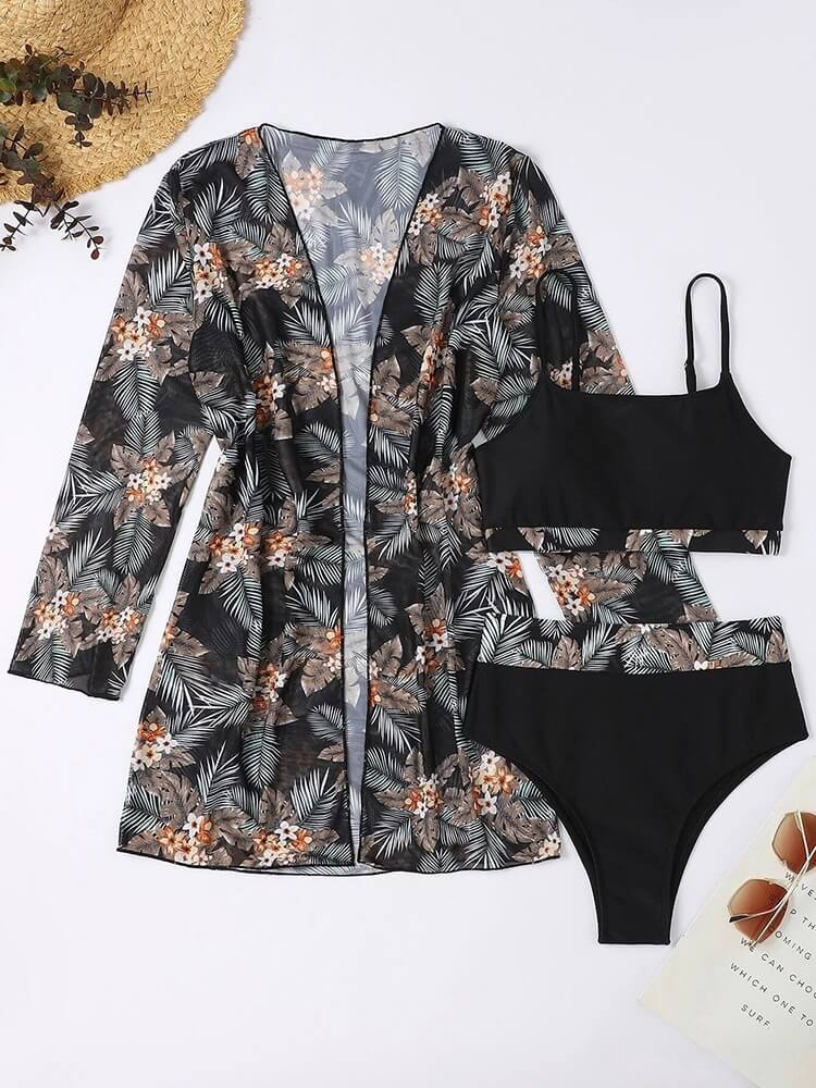 Black Aurora Beachwear Set for Stylish Summer Outings