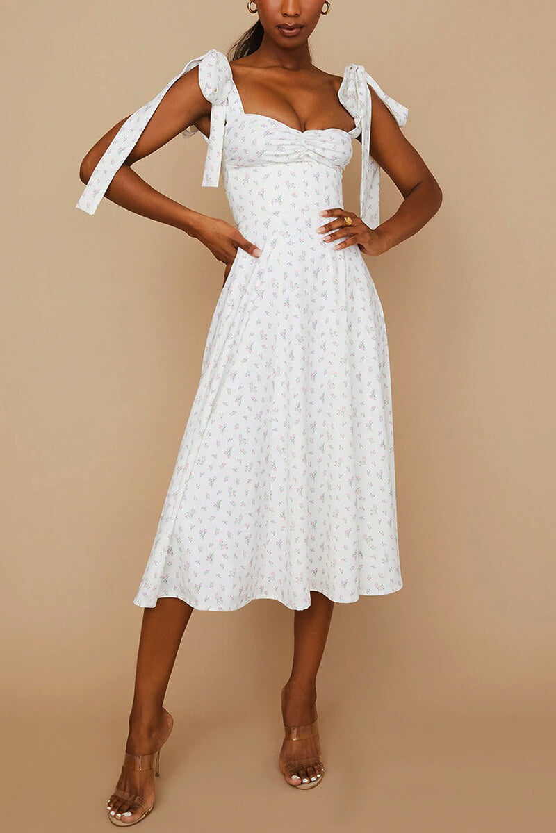 Chic Midi Dress with Adjustable Straps and Side Slit