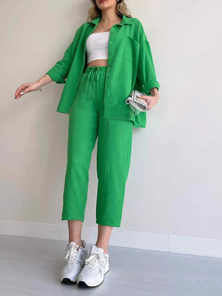 Spring Floral Shirt and Trouser Set for Stylish Outfits