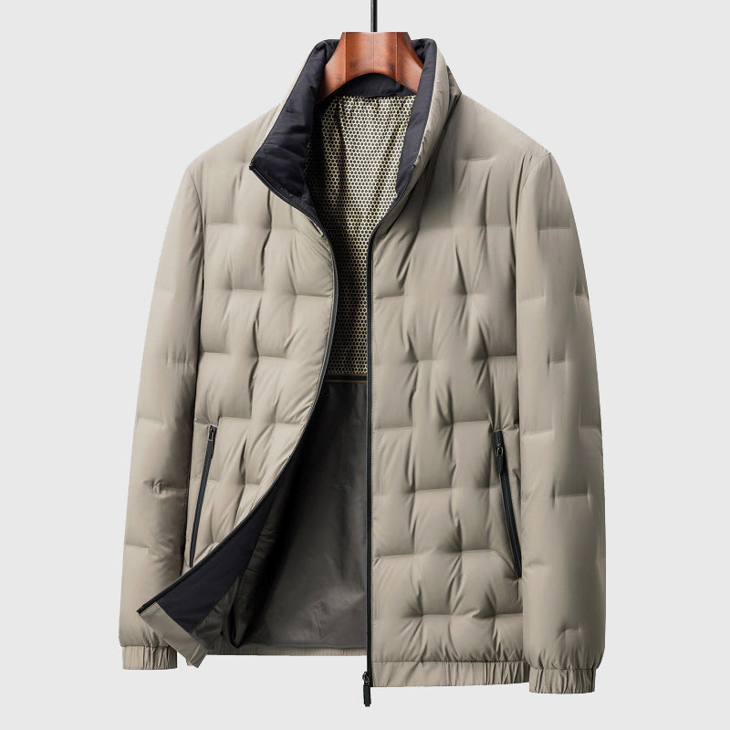 Quilted Puffer Jacket With High Collar, Full Zip