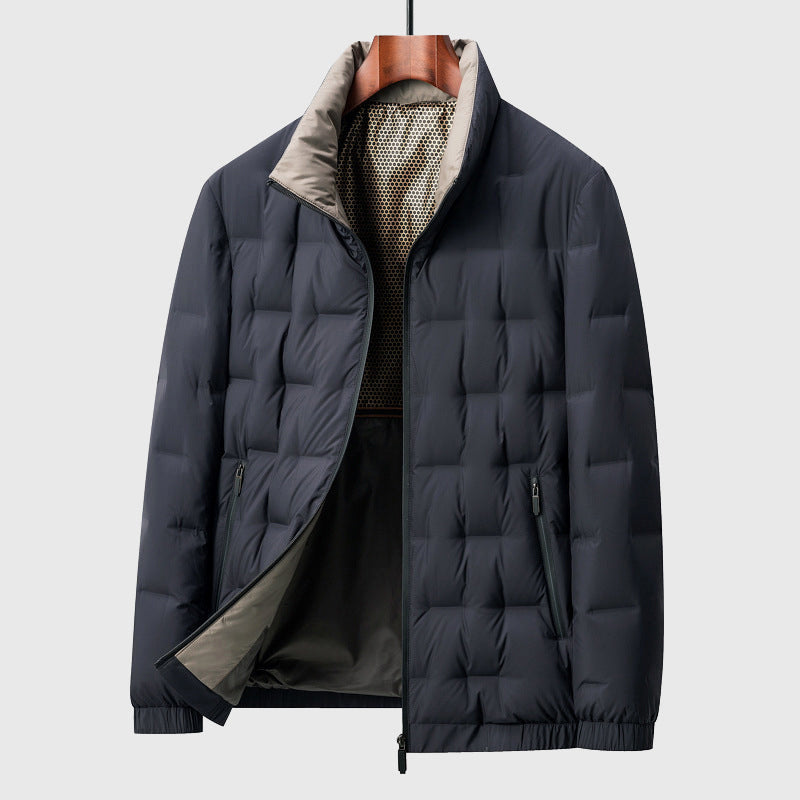 Quilted Puffer Jacket With High Collar, Full Zip