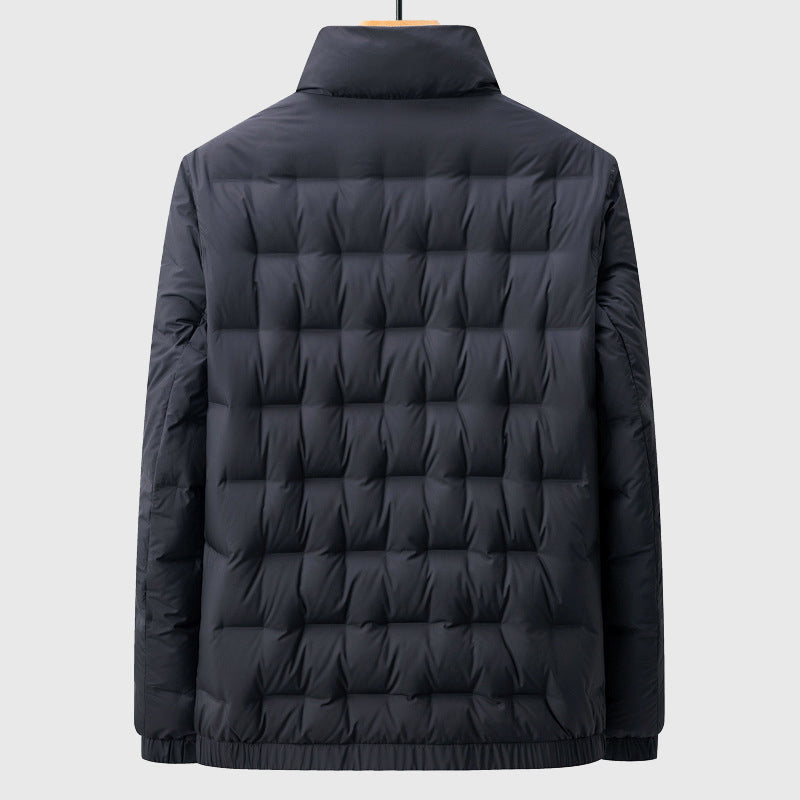 Quilted Puffer Jacket With High Collar, Full Zip