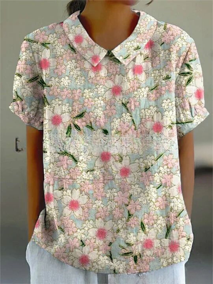 Elegant Women's Floral Short Sleeve Blouse