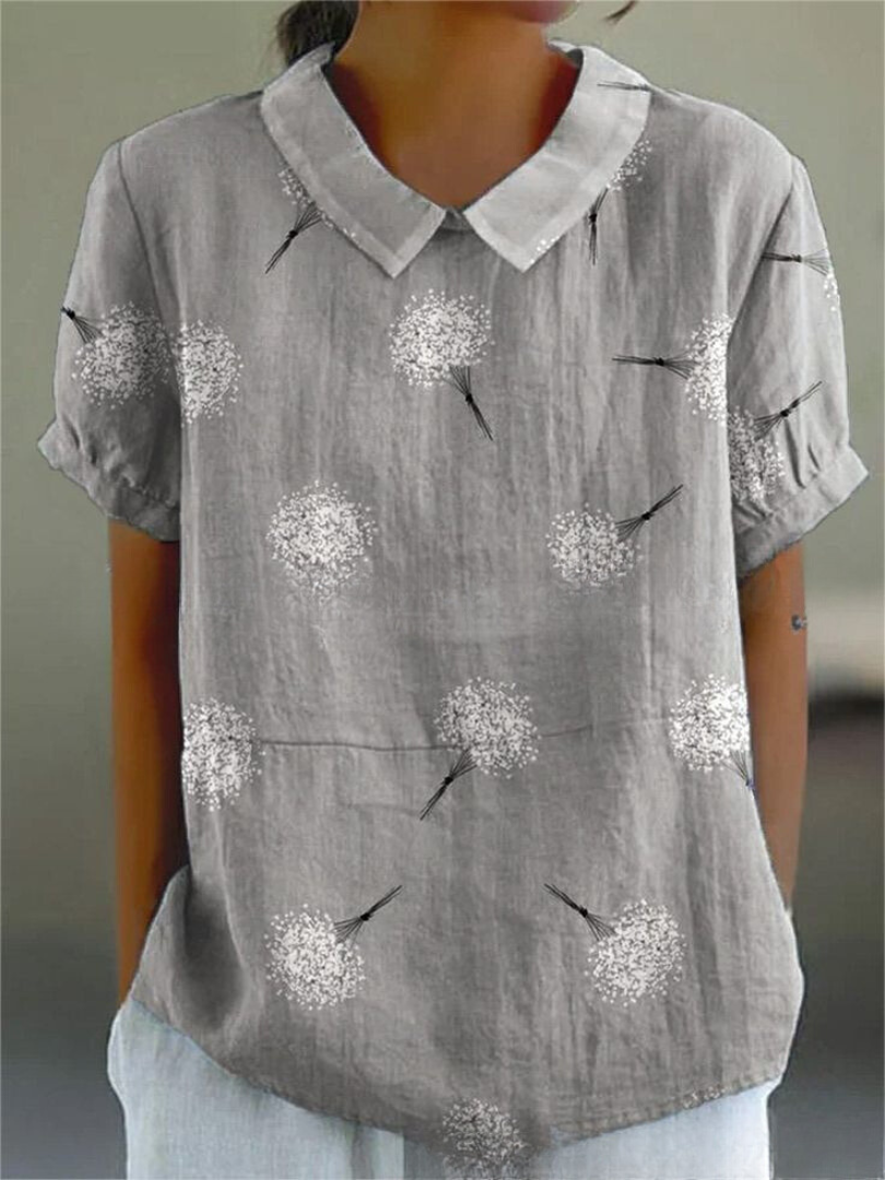 Elegant Women's Floral Short Sleeve Blouse
