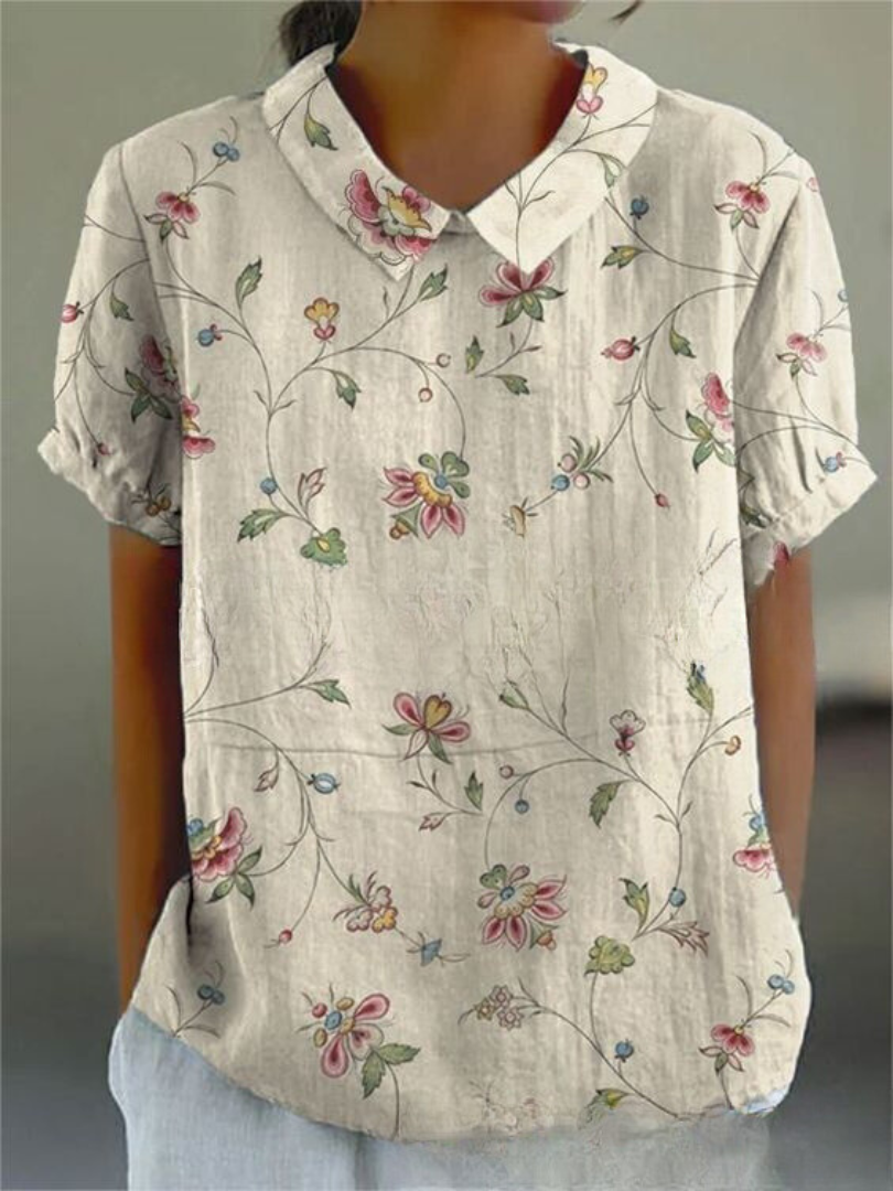 Elegant Women's Floral Short Sleeve Blouse