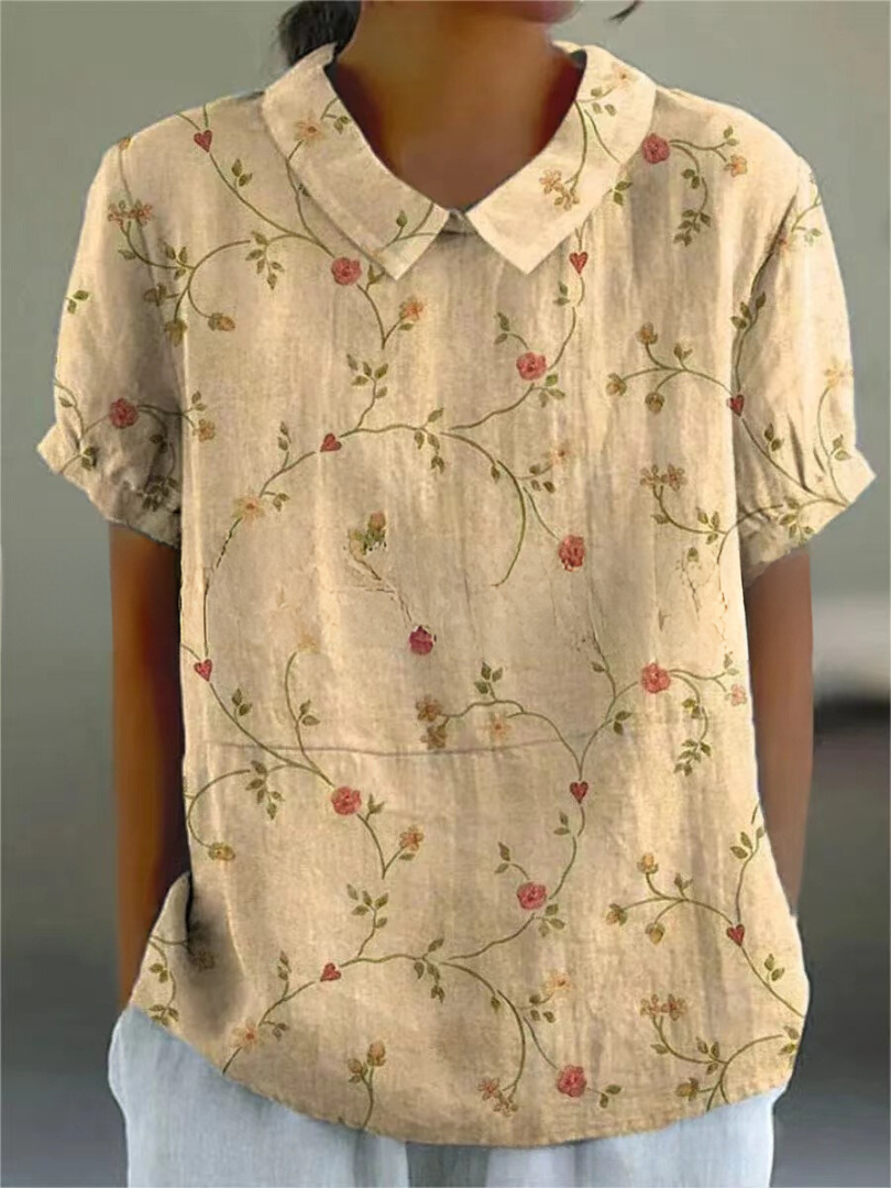 Elegant Women's Floral Short Sleeve Blouse