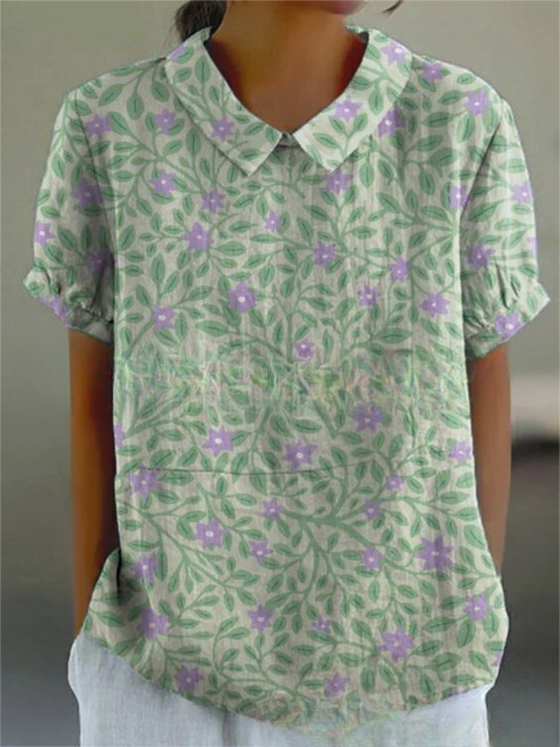 Elegant Women's Floral Short Sleeve Blouse