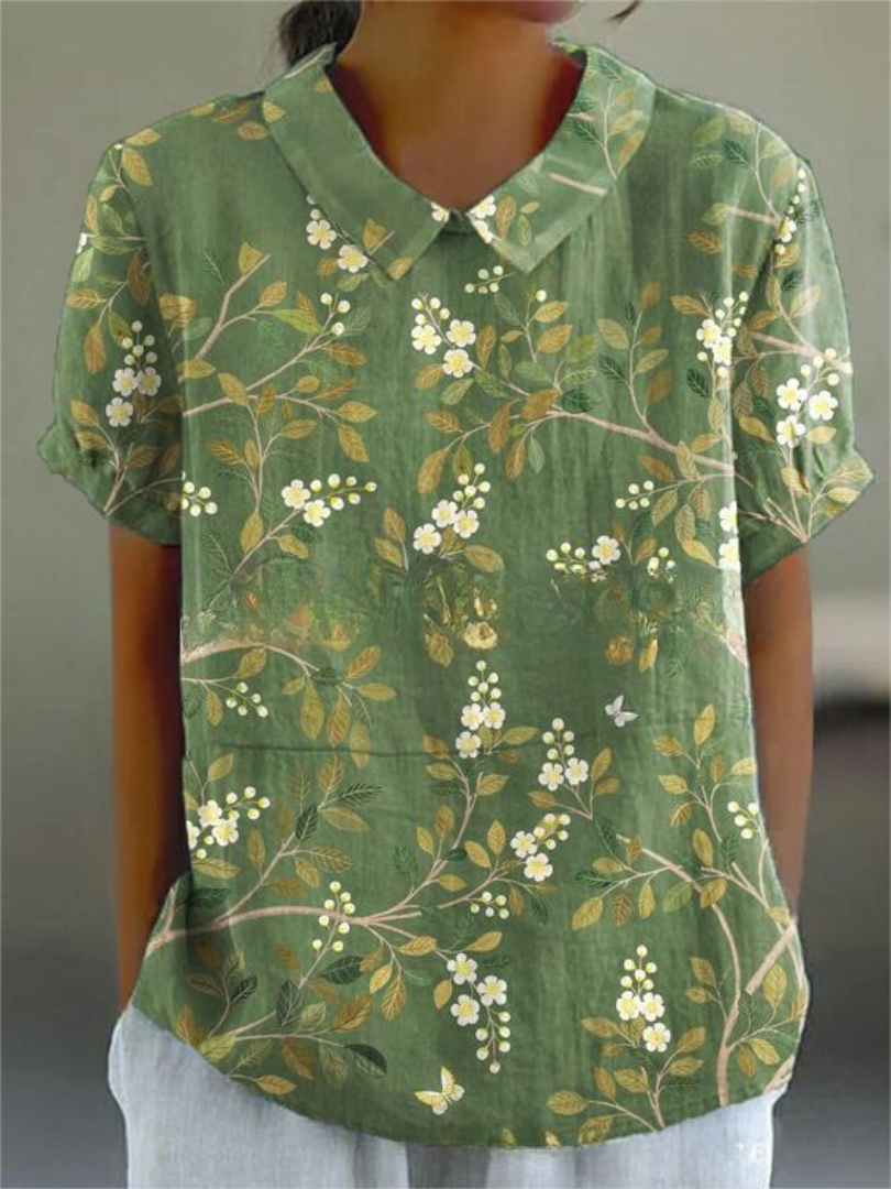 Elegant Women's Floral Short Sleeve Blouse