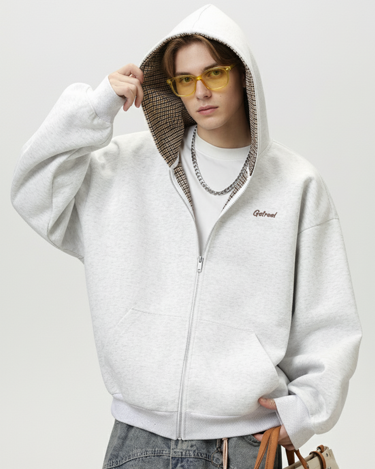 Men’s Get Real Checked Lined Zip Hoodie