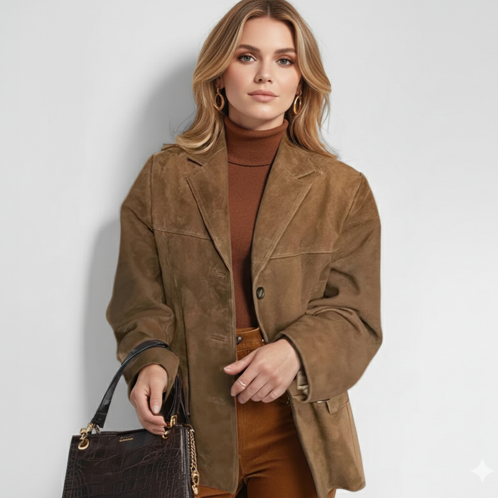 Women’s Suede Oversized Blazer Jacket