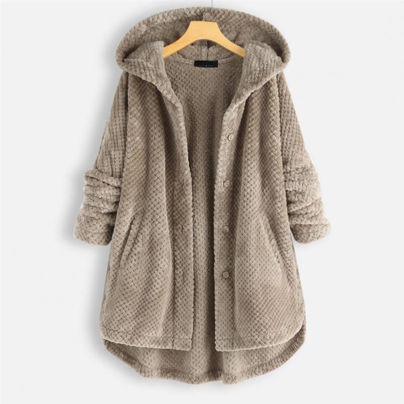 Chic Ribbed Coat with Elegant Hood
