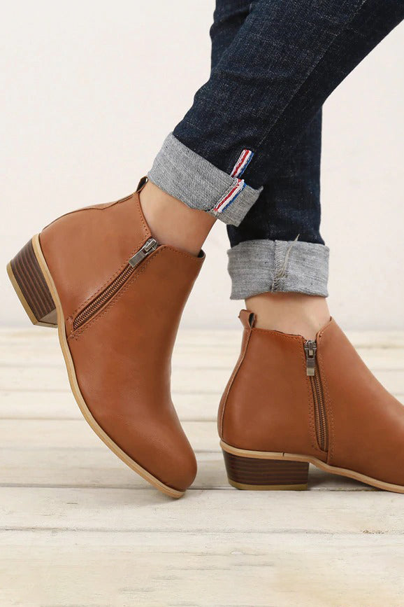Stylish Short Boots with Comfortable Low Heels