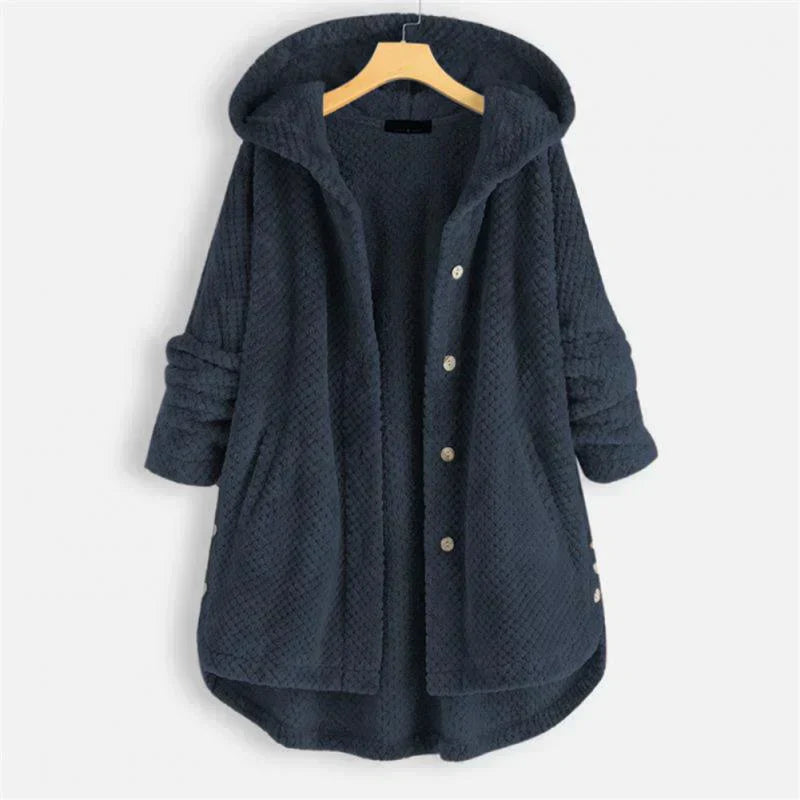 Chic Ribbed Coat with Elegant Hood