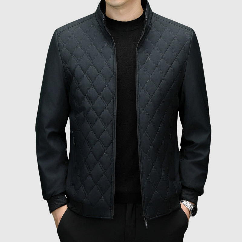 Men's Full-Zip Jacket With Quilted Chest Stand Collar