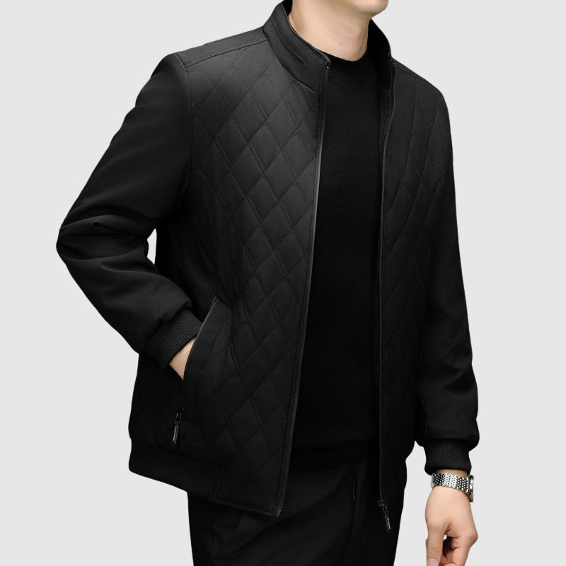 Men's Full-Zip Jacket With Quilted Chest Stand Collar