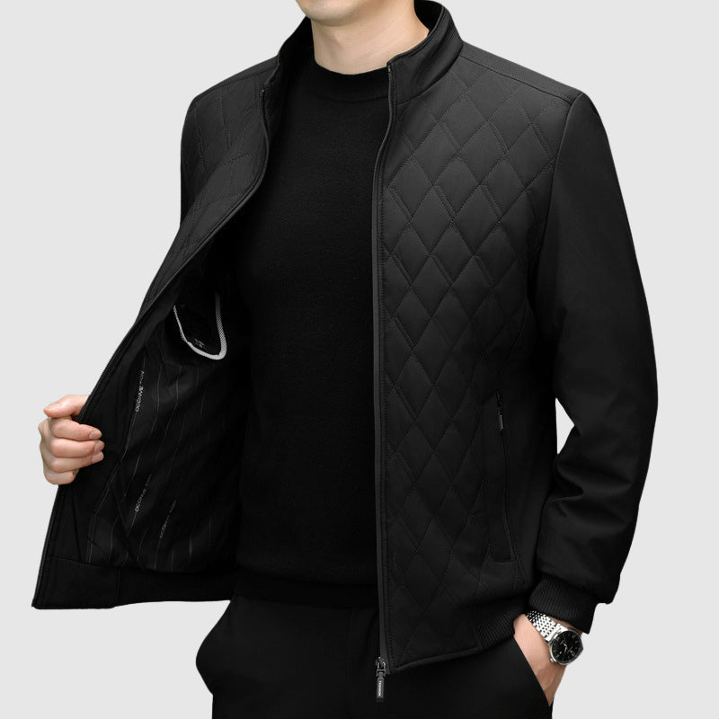 Men's Full-Zip Jacket With Quilted Chest Stand Collar
