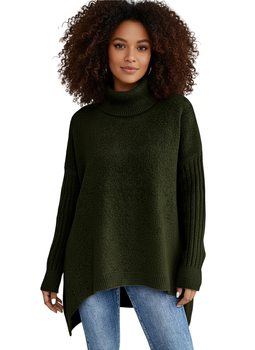 Women's Elegant Long Turtleneck Knit Sweater