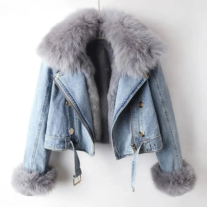Lara Short Denim Jacket with Cozy Lining