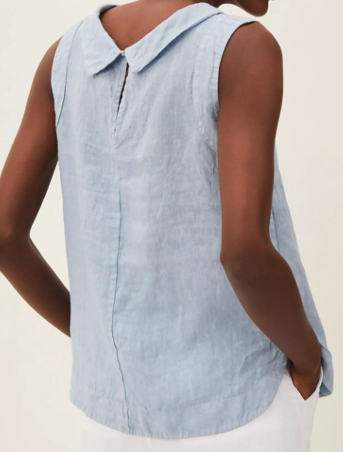 Lightweight Linen Short Sleeve Blouse with Round Neck for Summer