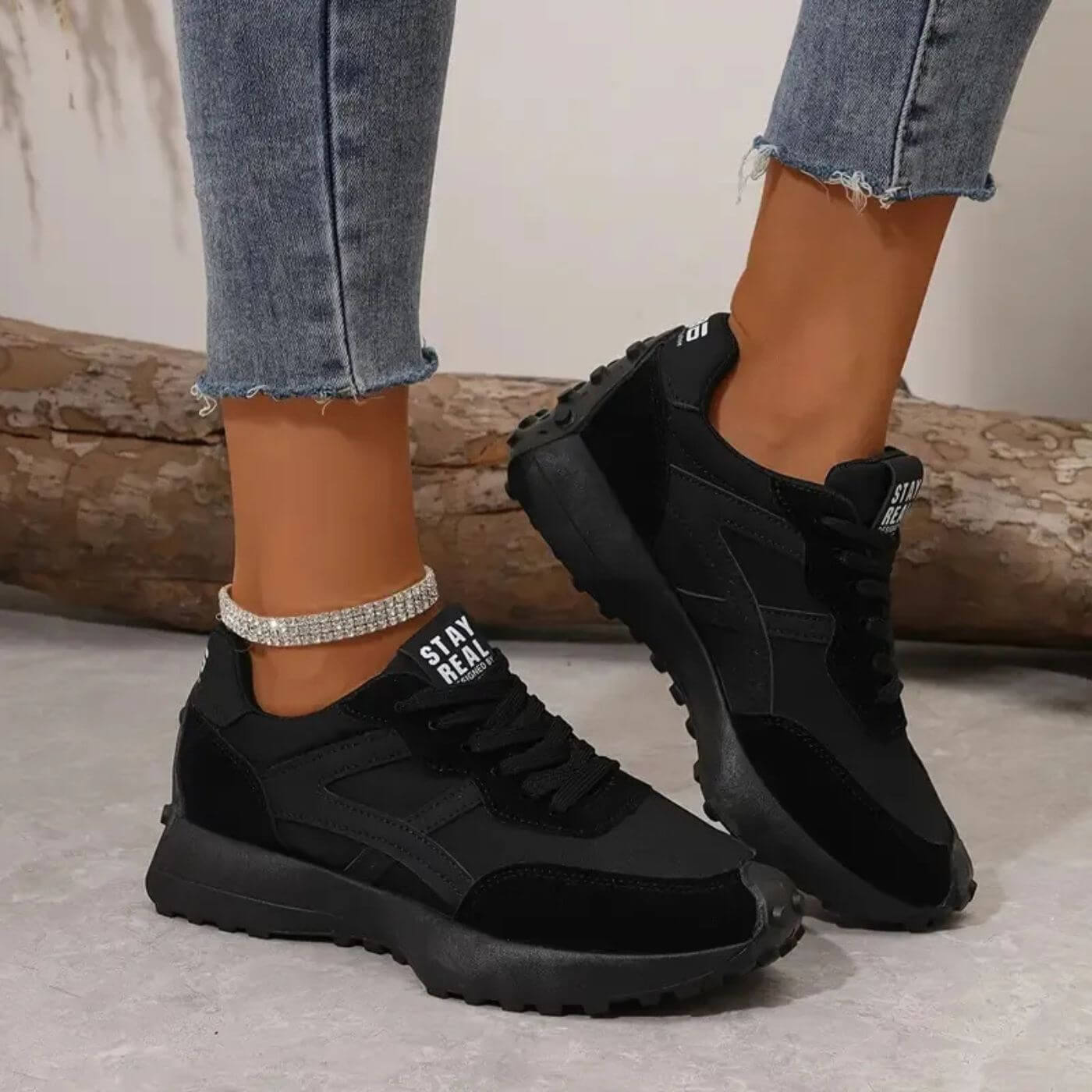 Women's Trainers - Chunky Sole With Contrast Panel