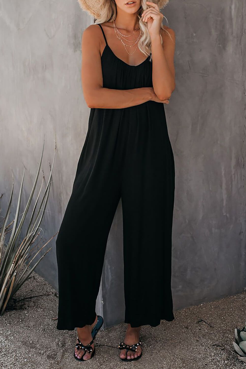 Chic Fluid Jumpsuit with Smooth Finish and Versatile Style