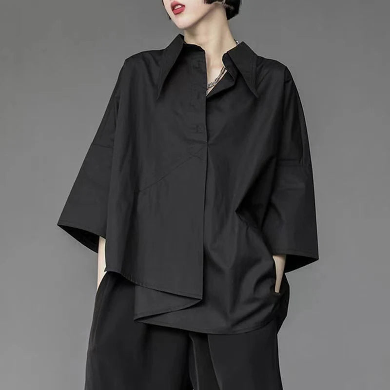 Asymmetrical Flared Sleeve Shirt in Stylish Design