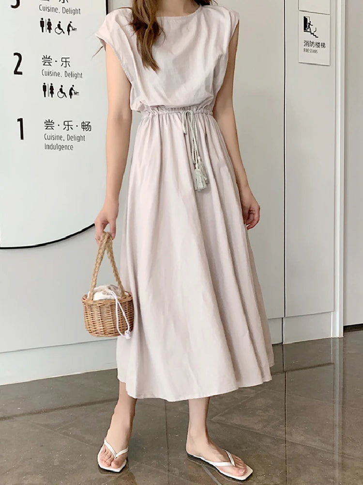 Tassel Tie Midi Dress for Effortless Style and Comfort