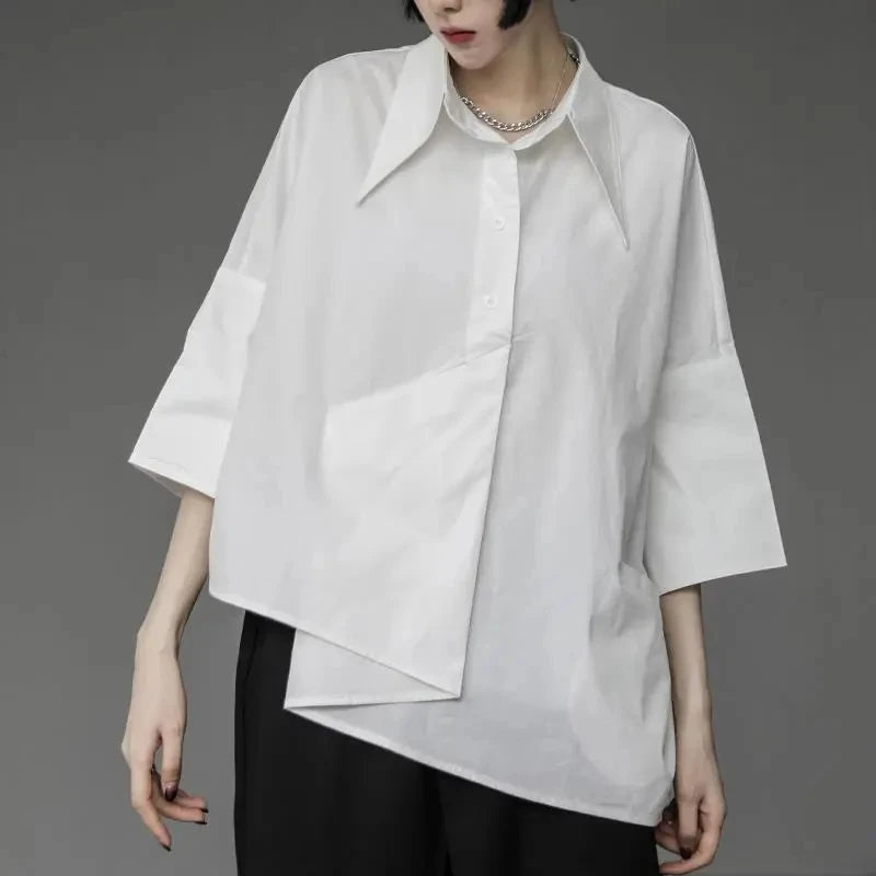 Asymmetrical Flared Sleeve Shirt in Stylish Design