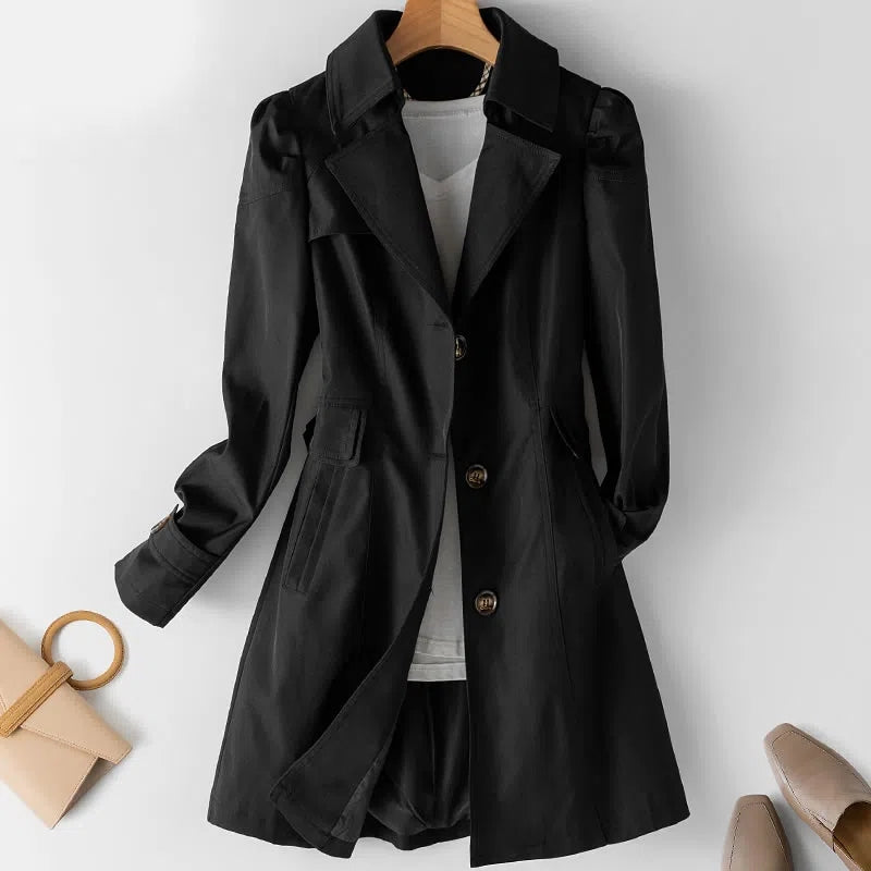 Gabardine Midi Coat with Breeze Design