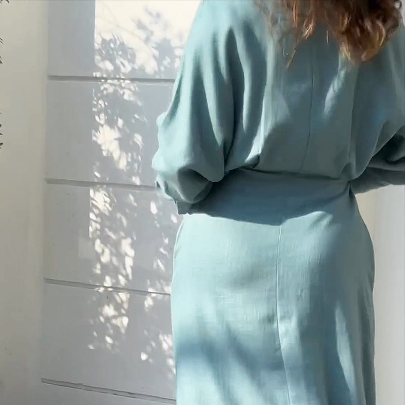 Rive Button-Up Shirt Dress with Side Openings for Easy Styling