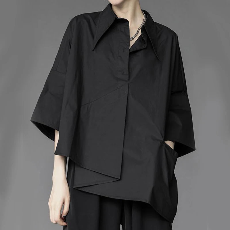 Asymmetrical Flared Sleeve Shirt in Stylish Design