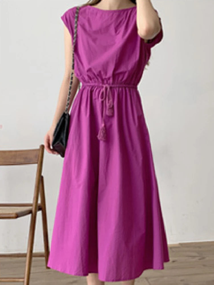 Tassel Tie Midi Dress for Effortless Style and Comfort