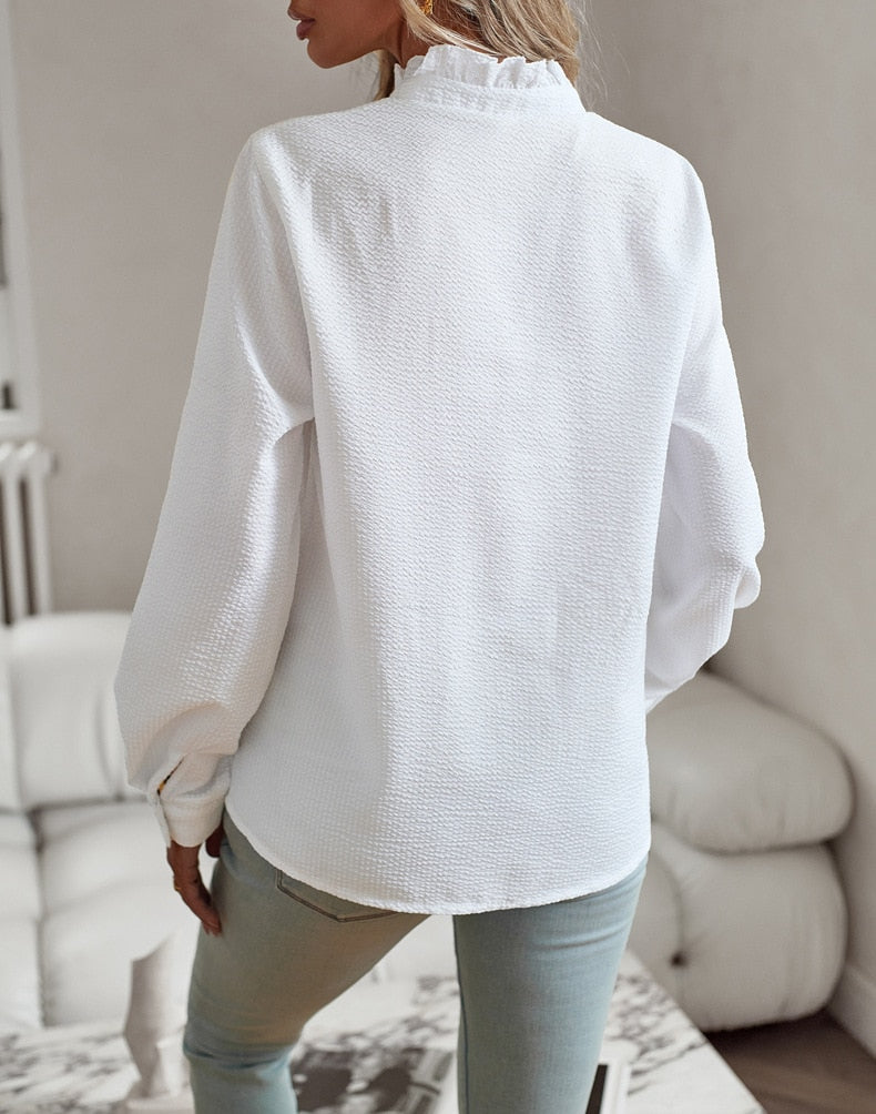 Casual Blouse with Ruffle Detail for Effortless Style